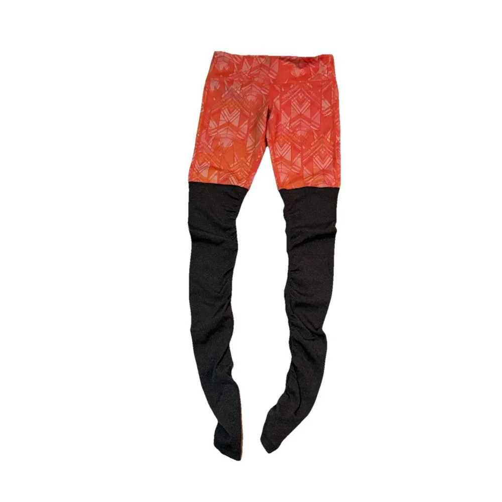 ALO YOGA GUAVA INDIO RIBBED GODDESS LEGGING ORANGE GRAY COLOR SIZE XS